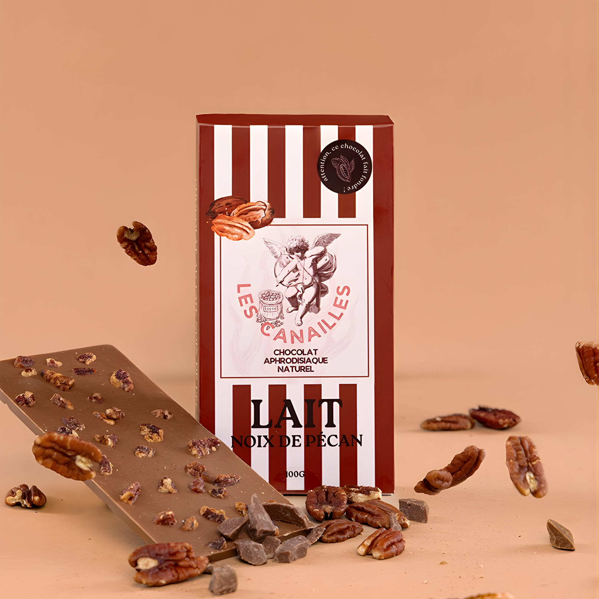 Tablette chocolat au lait noix de pécan - Aphrodisiaque
