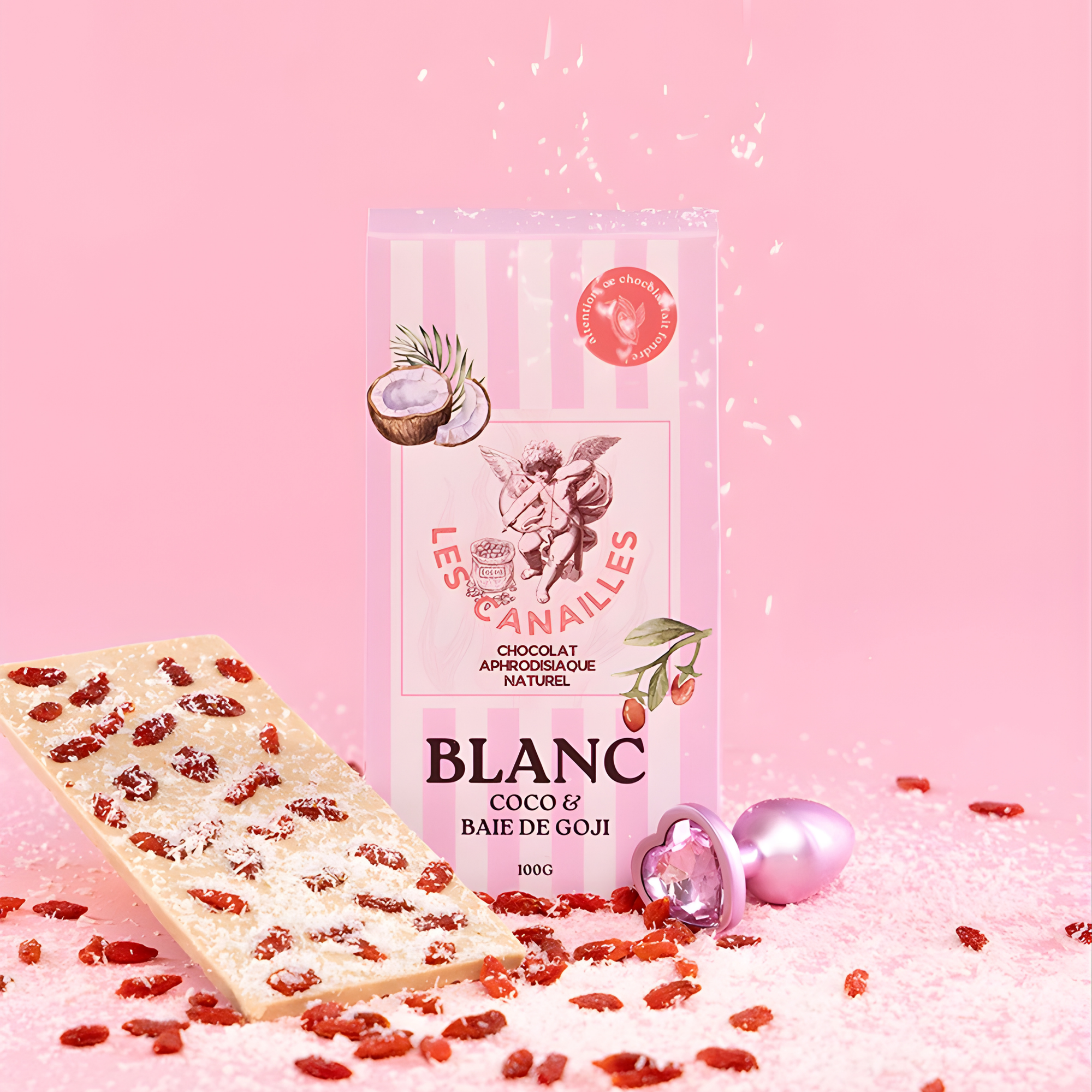 Tablette chocolat blanc coco et baie de goji - Aphrodisiaque