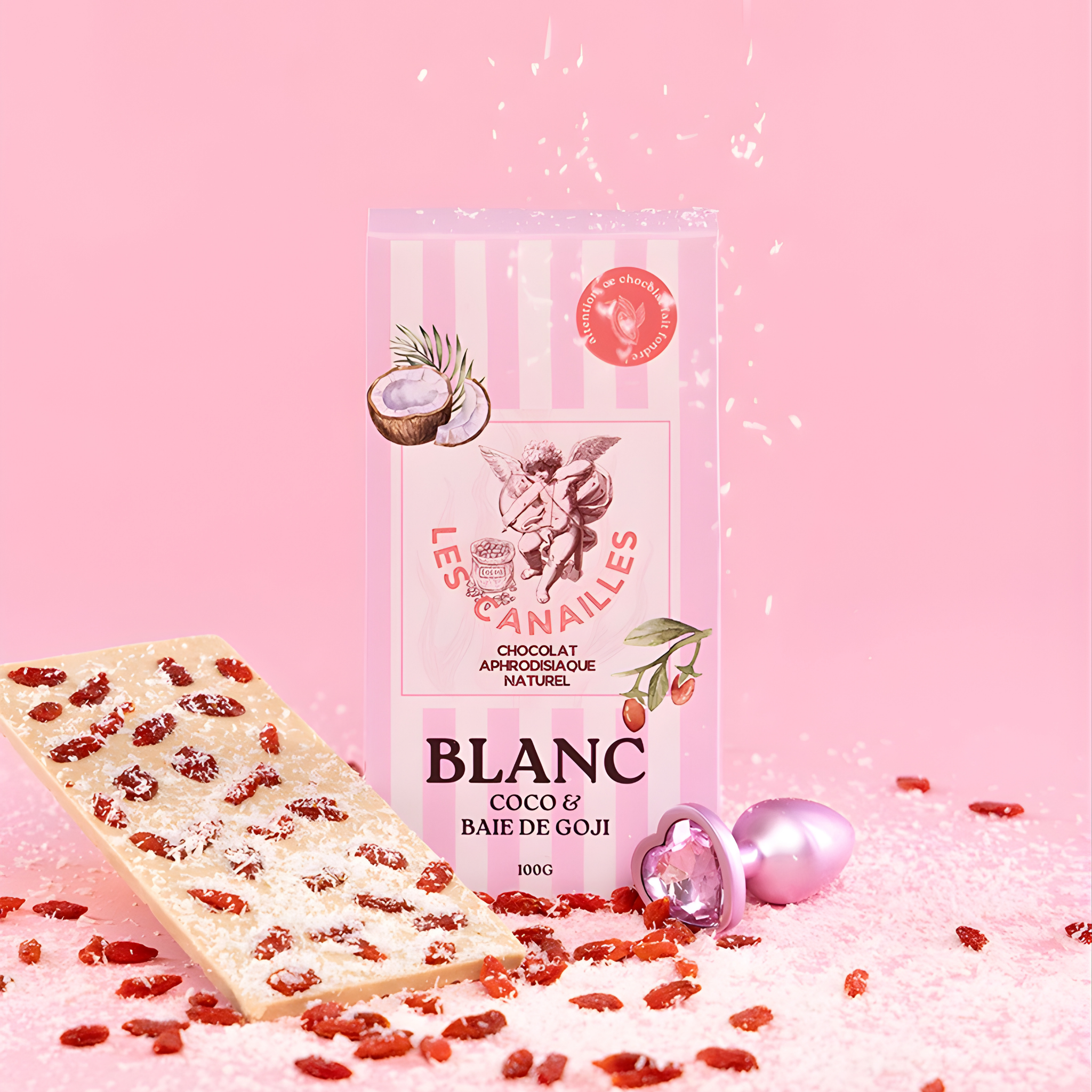 Tablette chocolat blanc coco et baie de goji - Aphrodisiaque