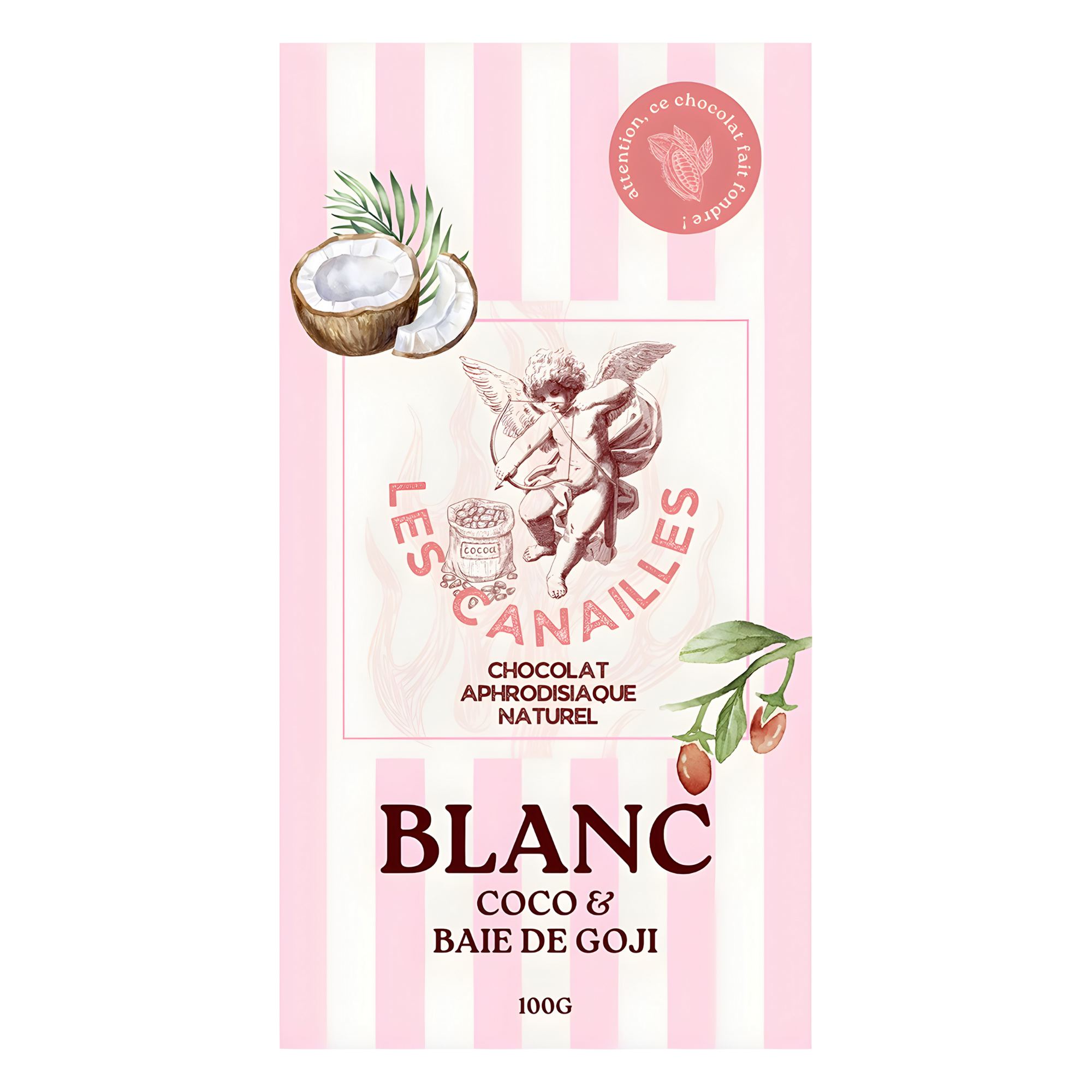 Tablette chocolat blanc coco et baie de goji - Aphrodisiaque