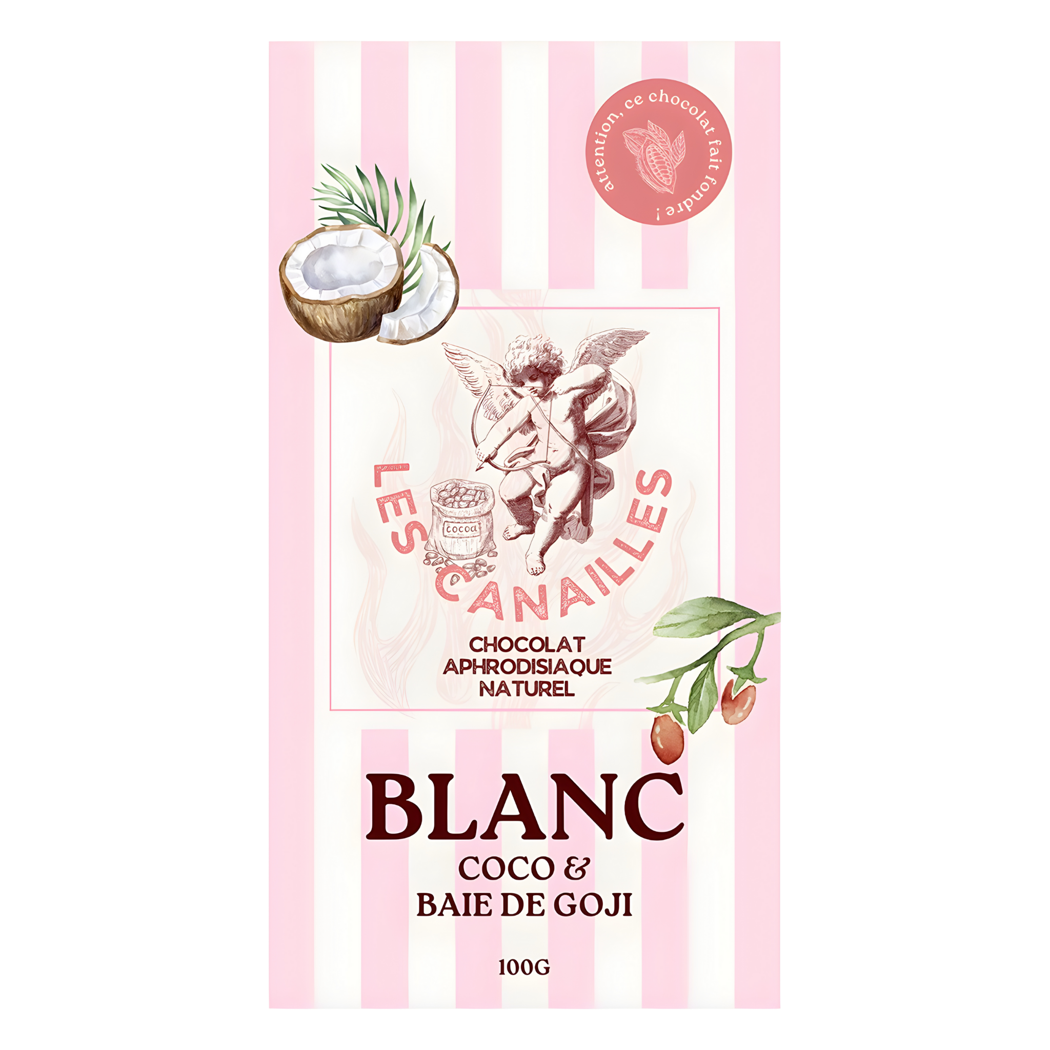 Tablette chocolat blanc coco et baie de goji - Aphrodisiaque