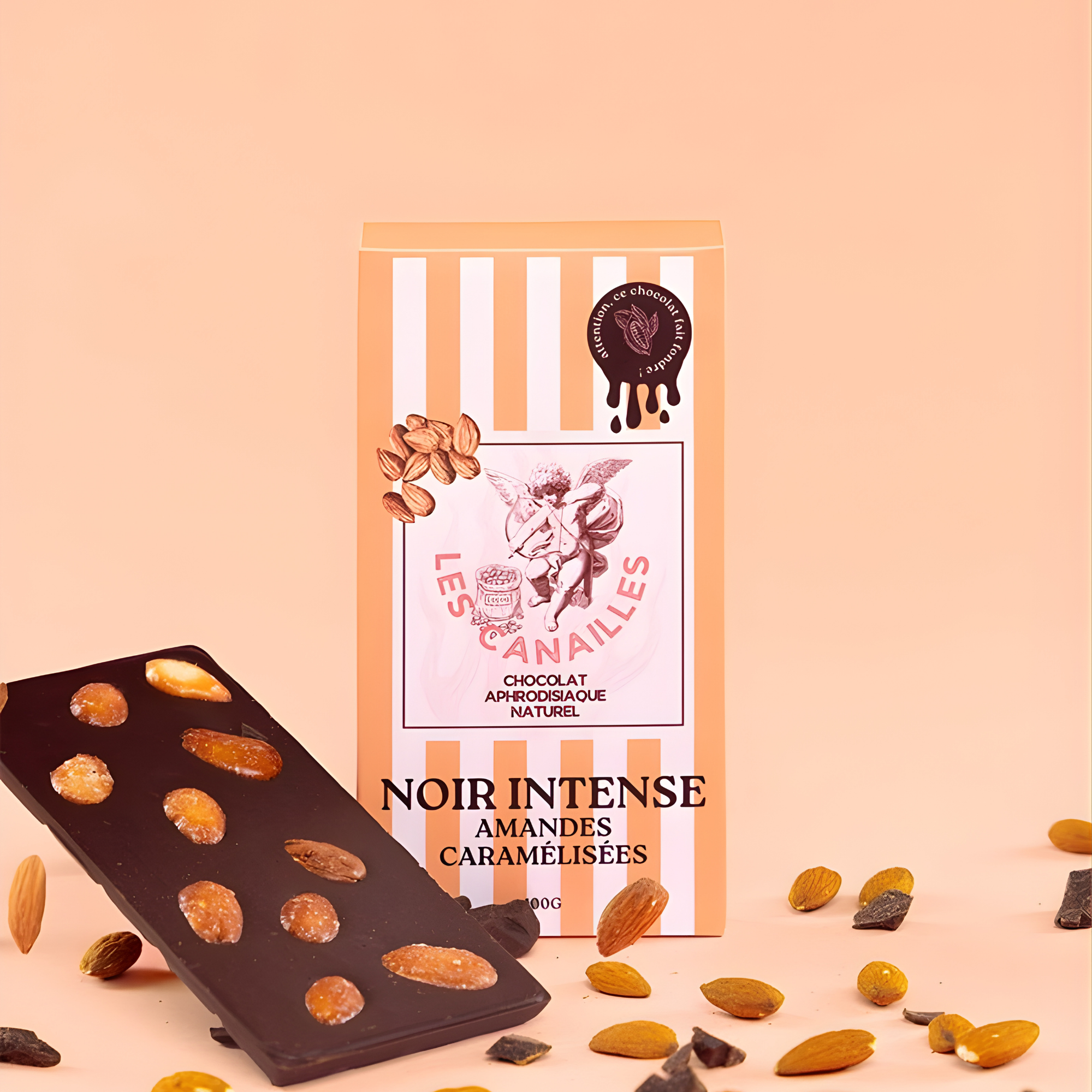 Tablette chocolat noir amandes caramélisées - Aphrodisiaque