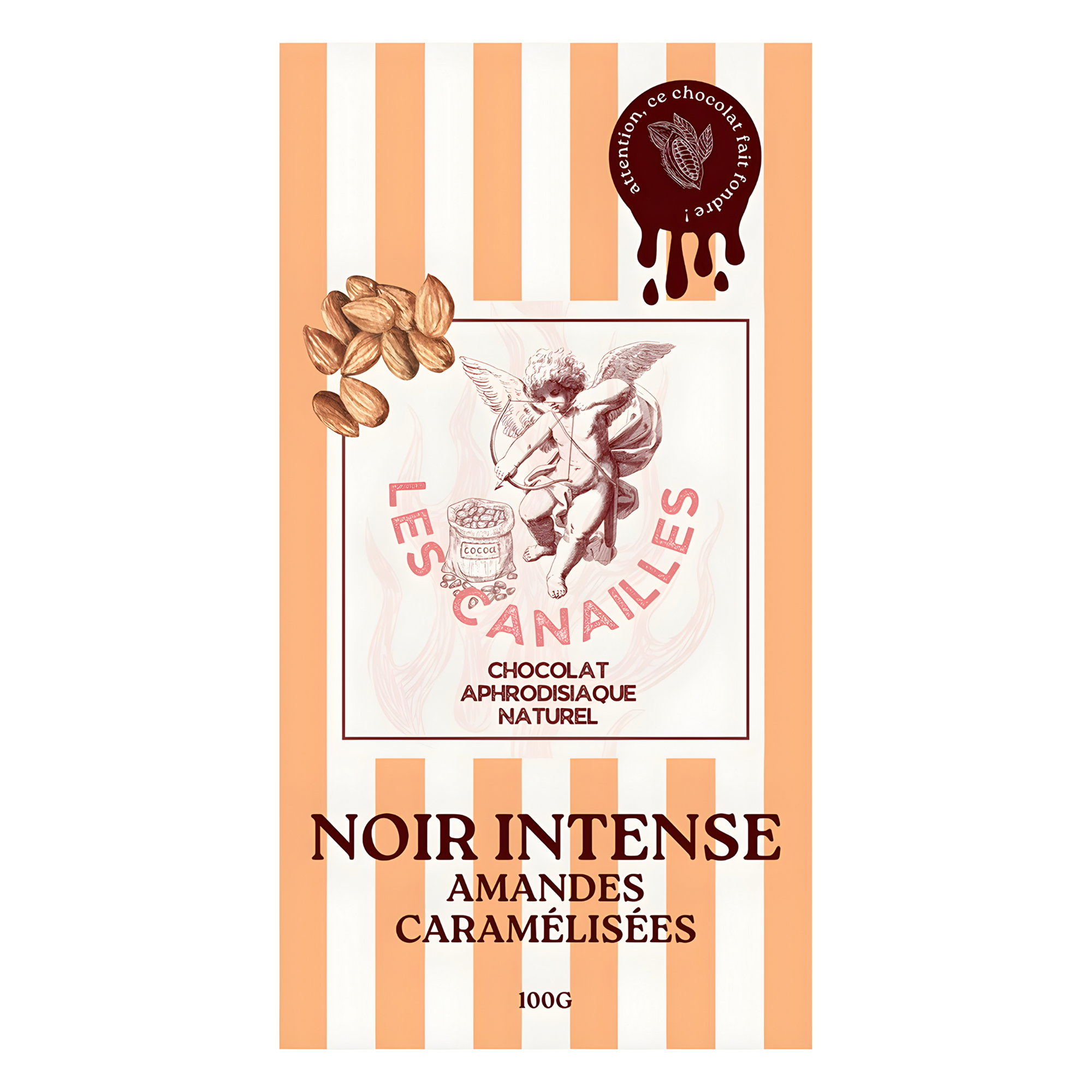 Tablette chocolat noir amandes caramélisées - Aphrodisiaque