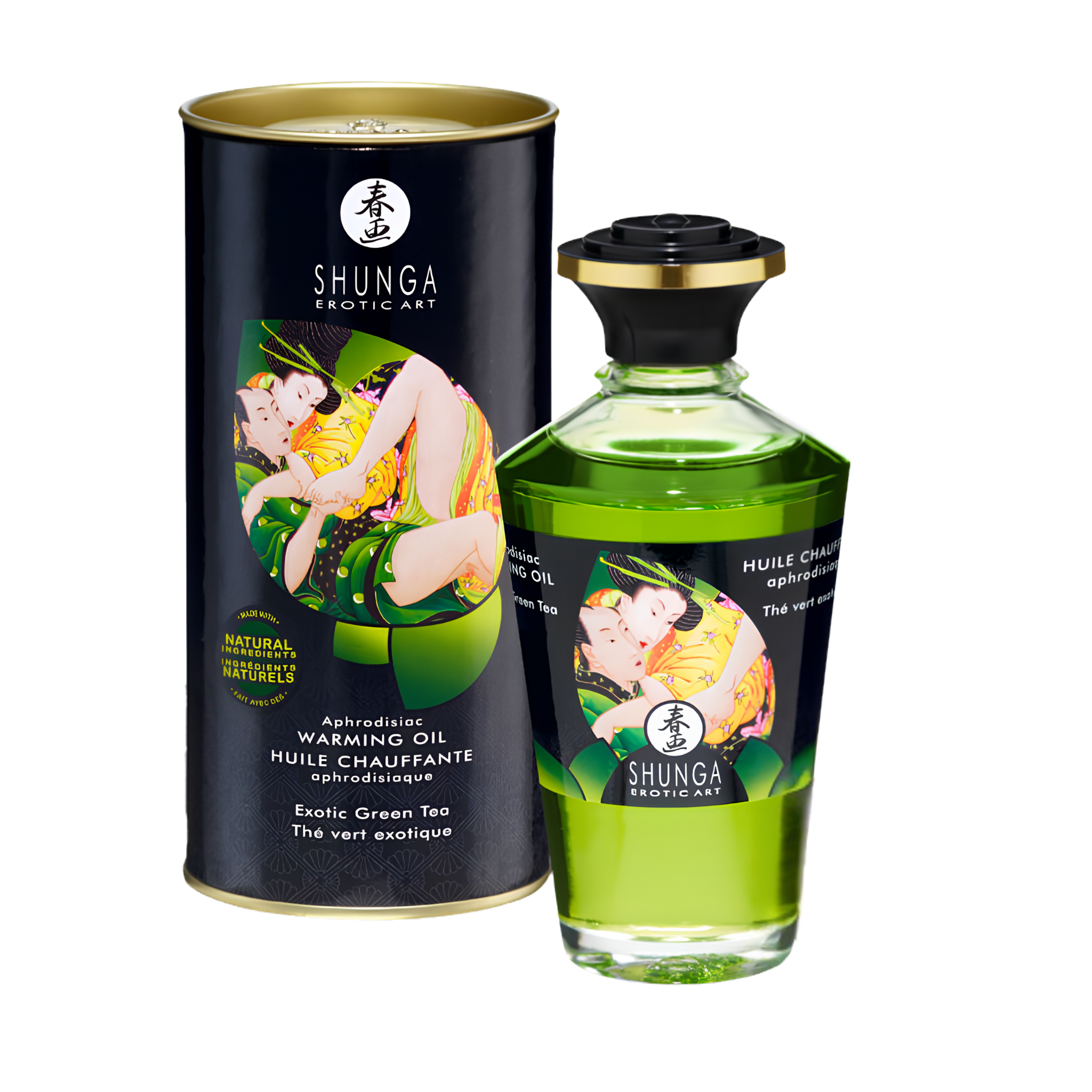 Huile Chauffante Comestible Bio Shunga - Thé Vert Exotique
